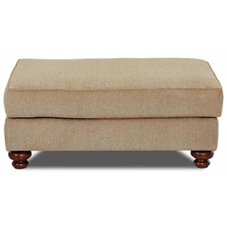Traditional Oversized Ottoman with Turned Wood Legs
